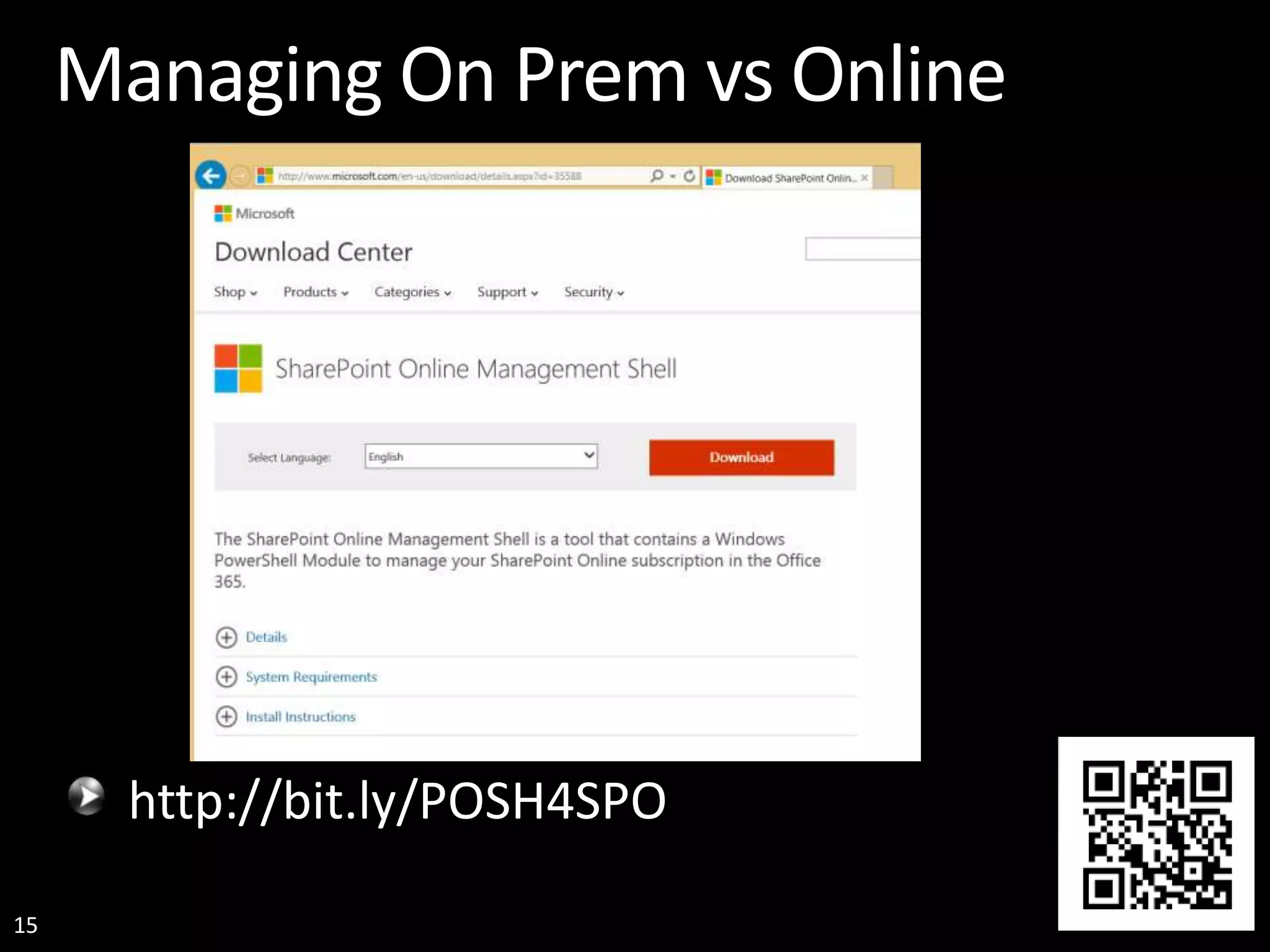 15 Managing On Prem vs Online http://bit.ly/POSH4SPO 