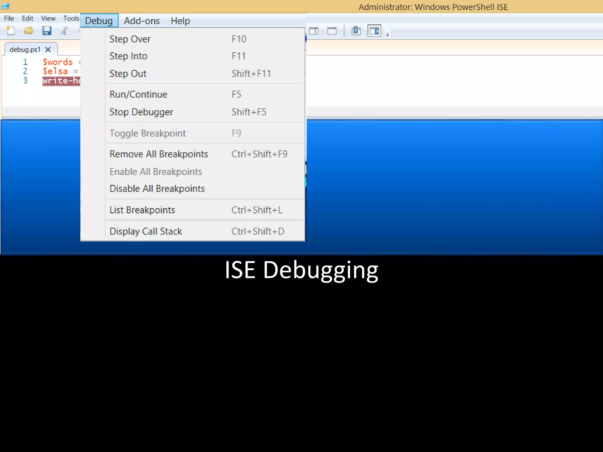Screenshot ISE Debugging 