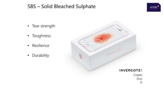 SBS – Solid Bleached Sulphate
• Tear strength
• Toughness
• Resilience
• Durability
Creato
Duo
G
 