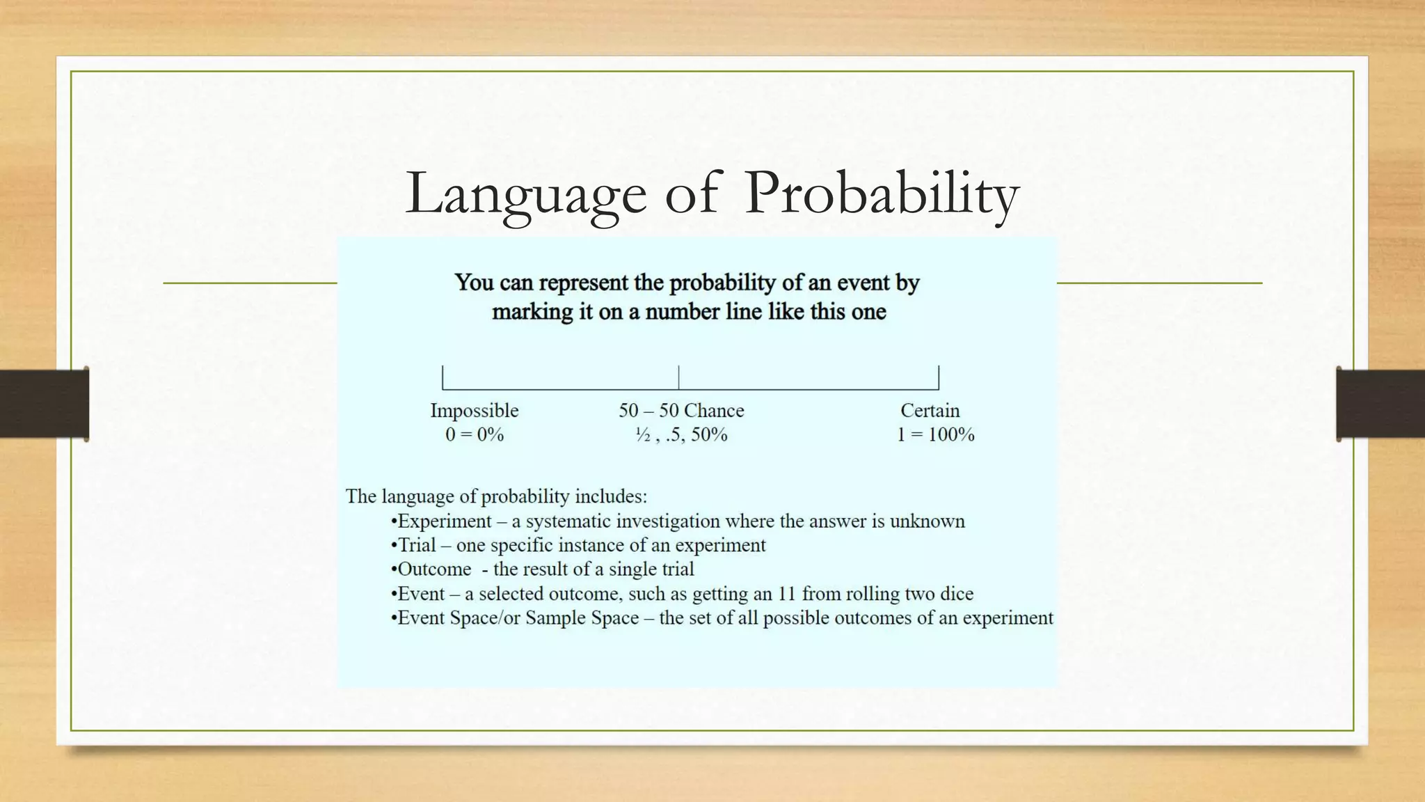 Language of Probability
 