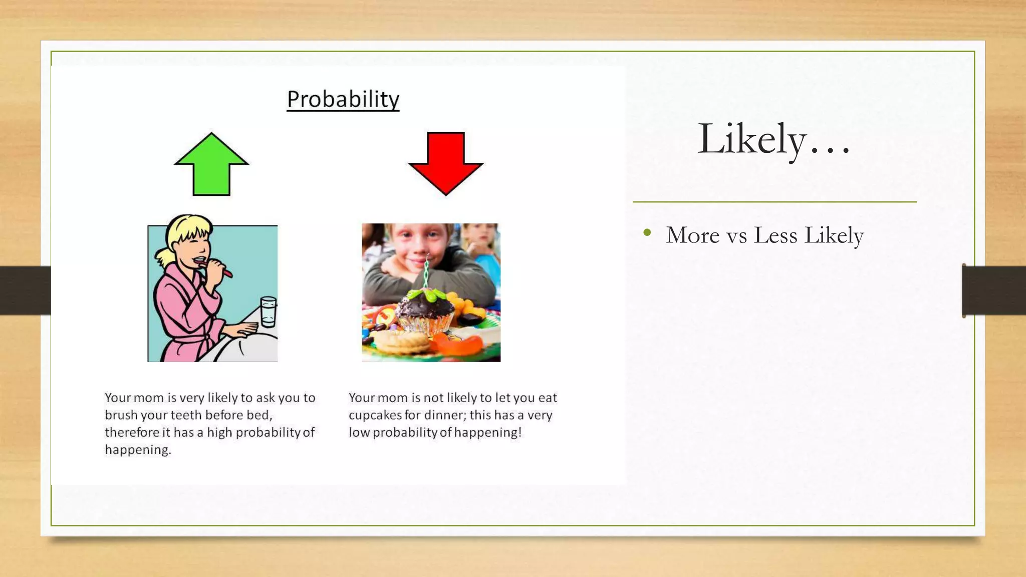 Likely…
• More vs Less Likely
 