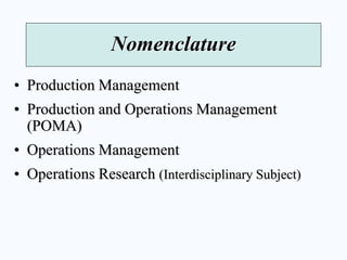 Introduction to production and operations management | PPT