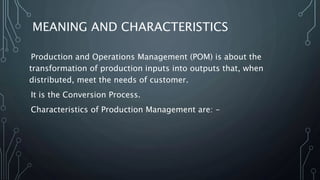 Introduction to production management | PPTX