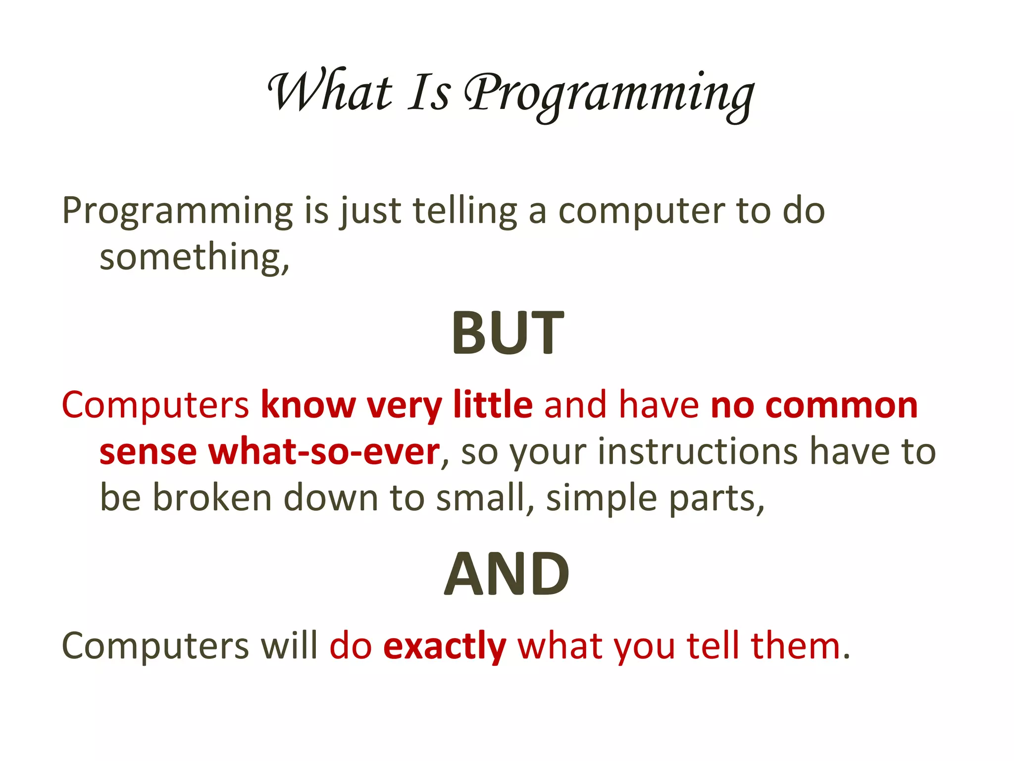 Introduction To Programming | PPT