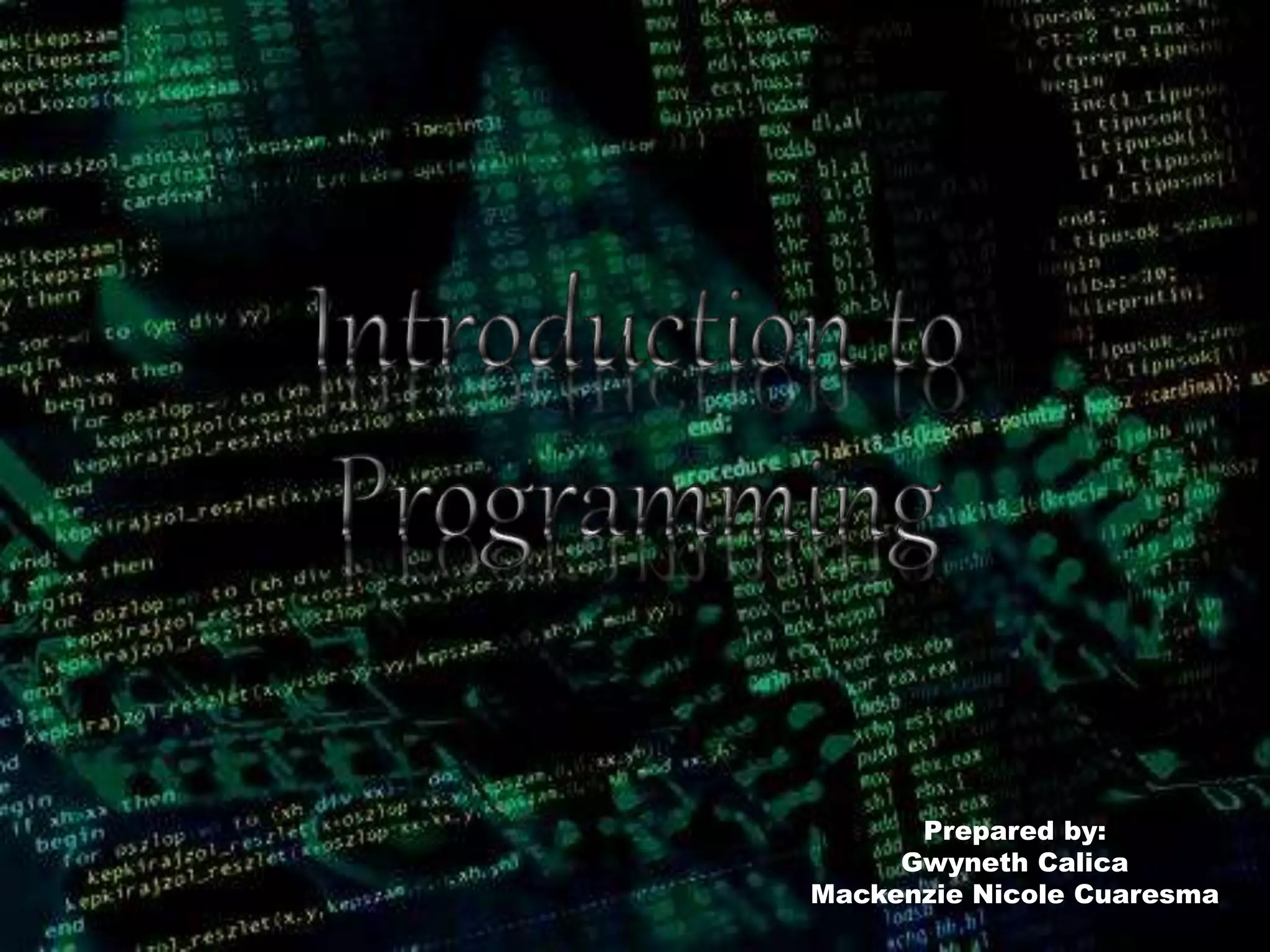 Introduction to programming | PPT
