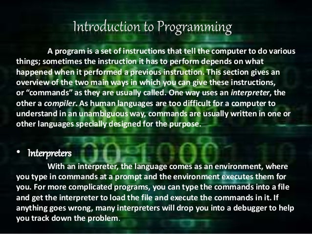 Introduction to programming