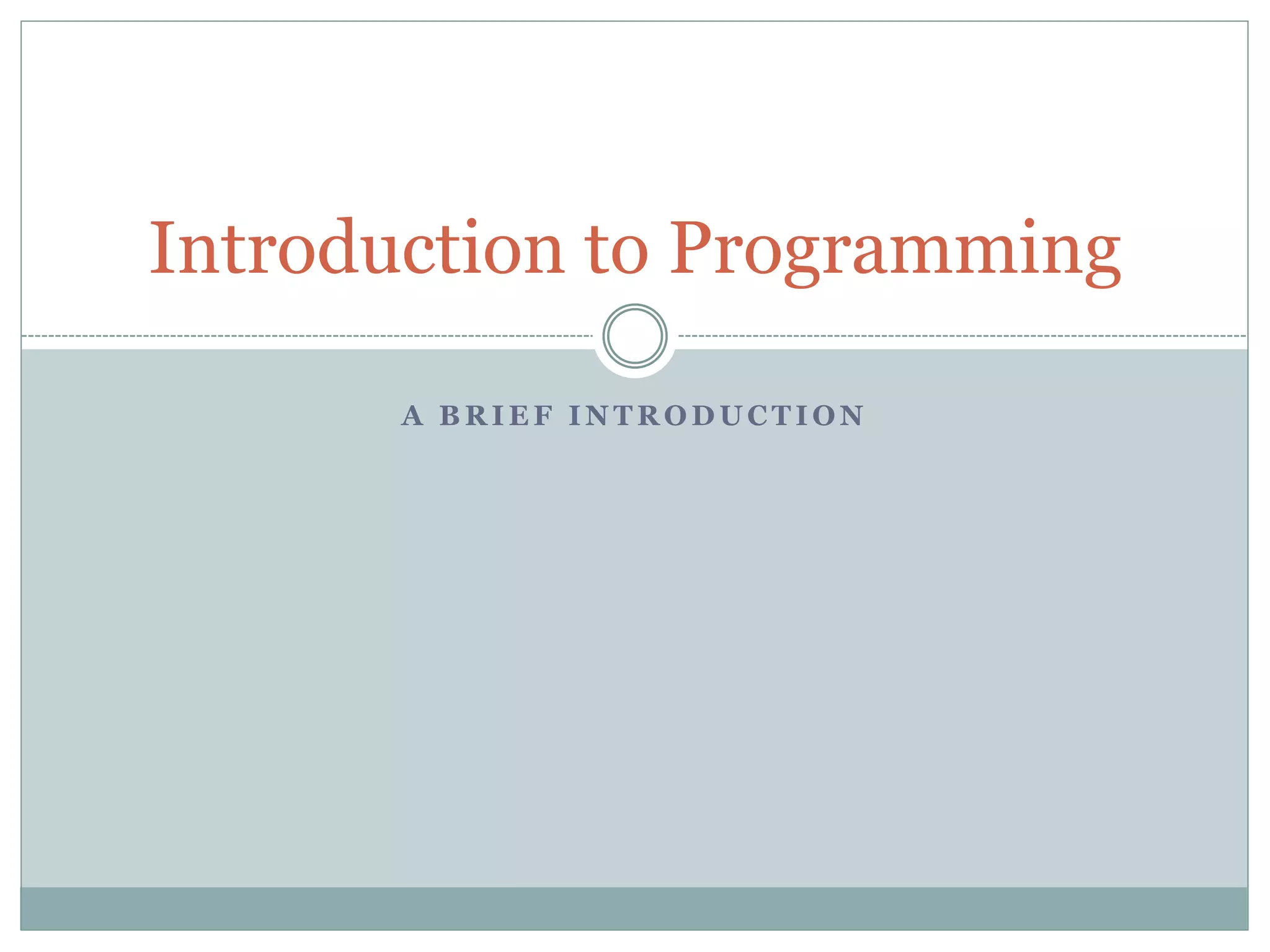 Introduction to programming | PPT