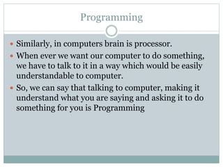 Introduction to programming | PPT