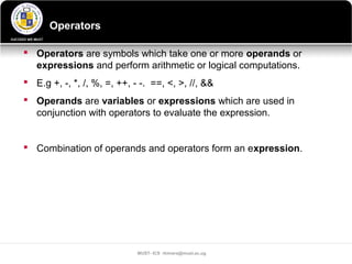 Text Operators Introduction to programming | PPT