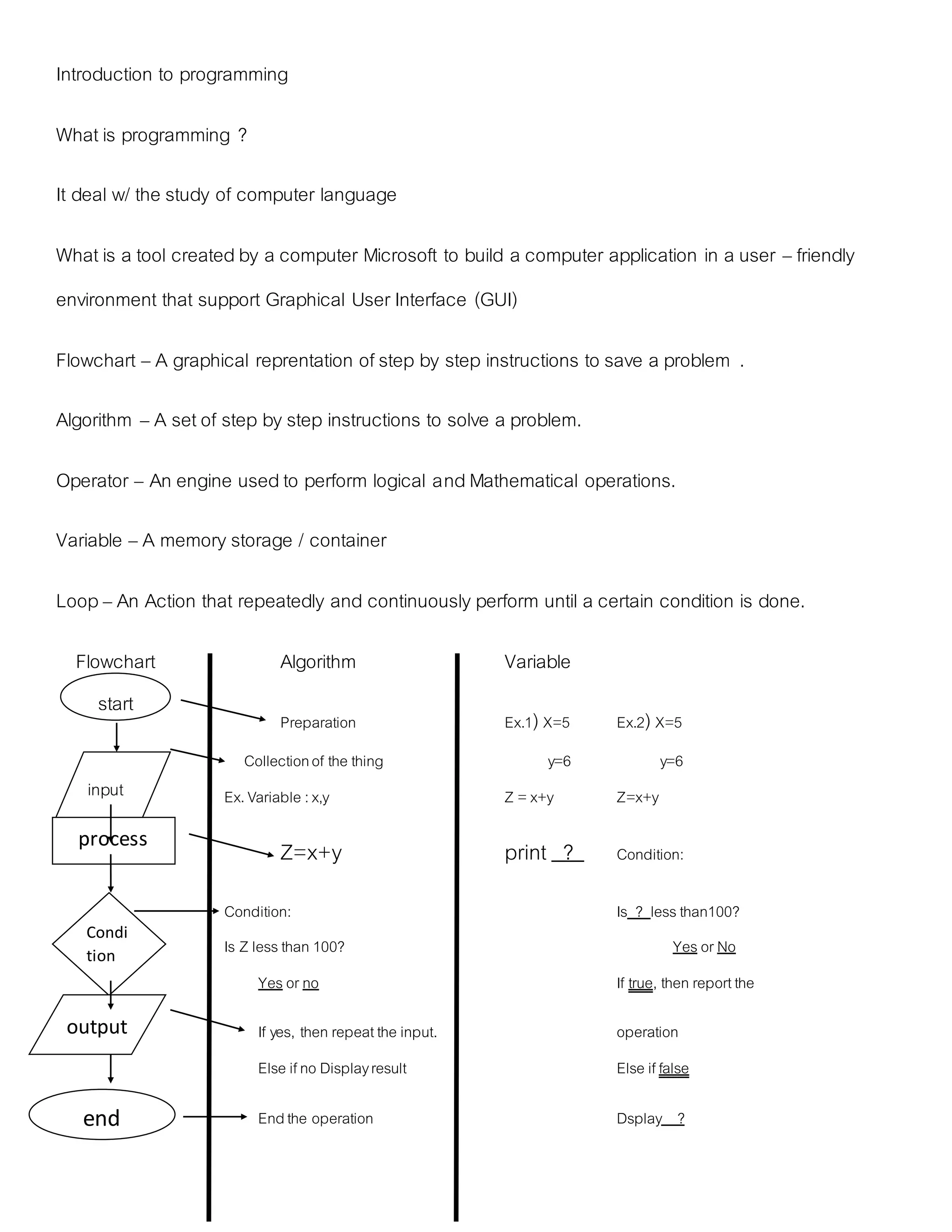 Introduction to programming | DOCX