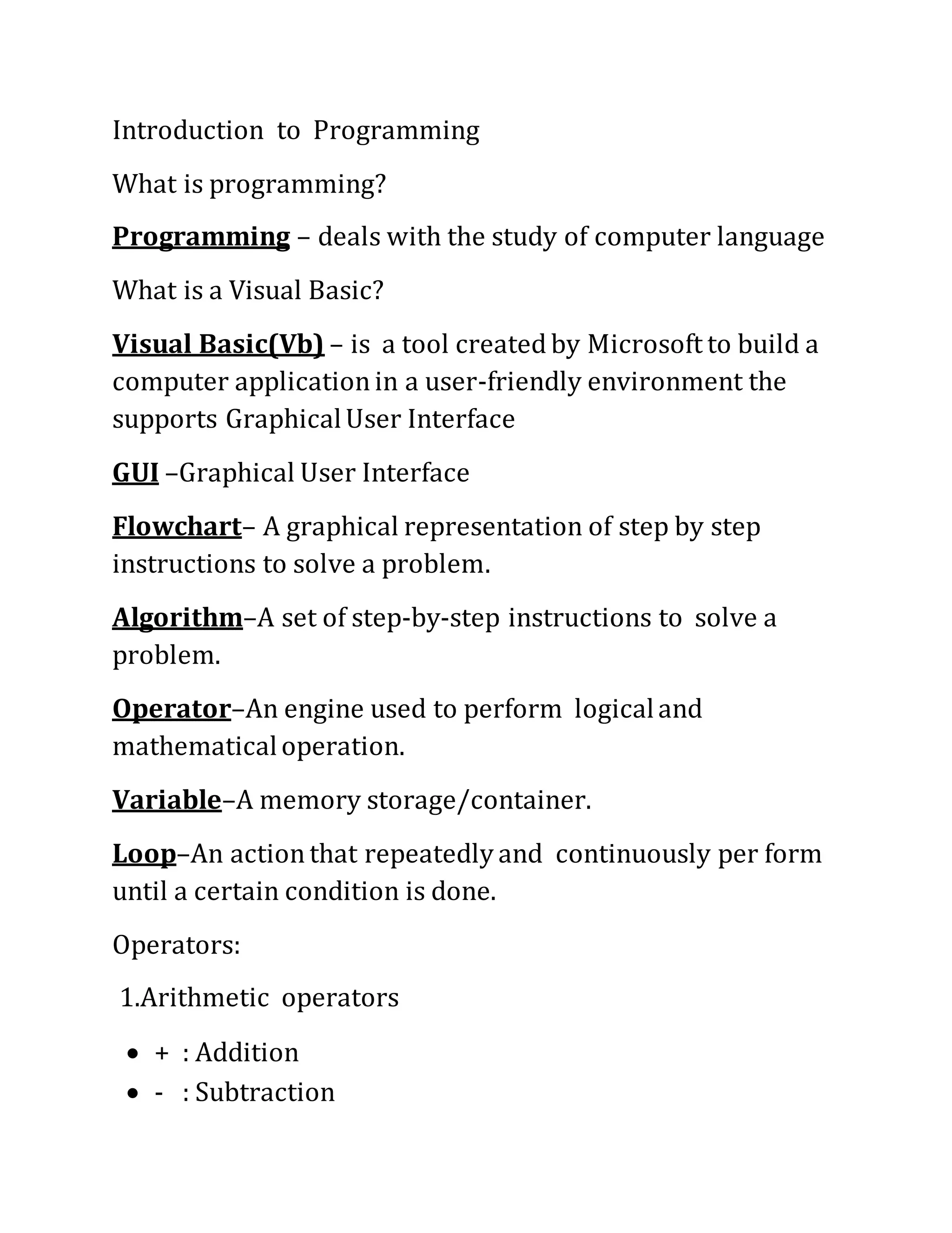 Introduction to programming | PDF