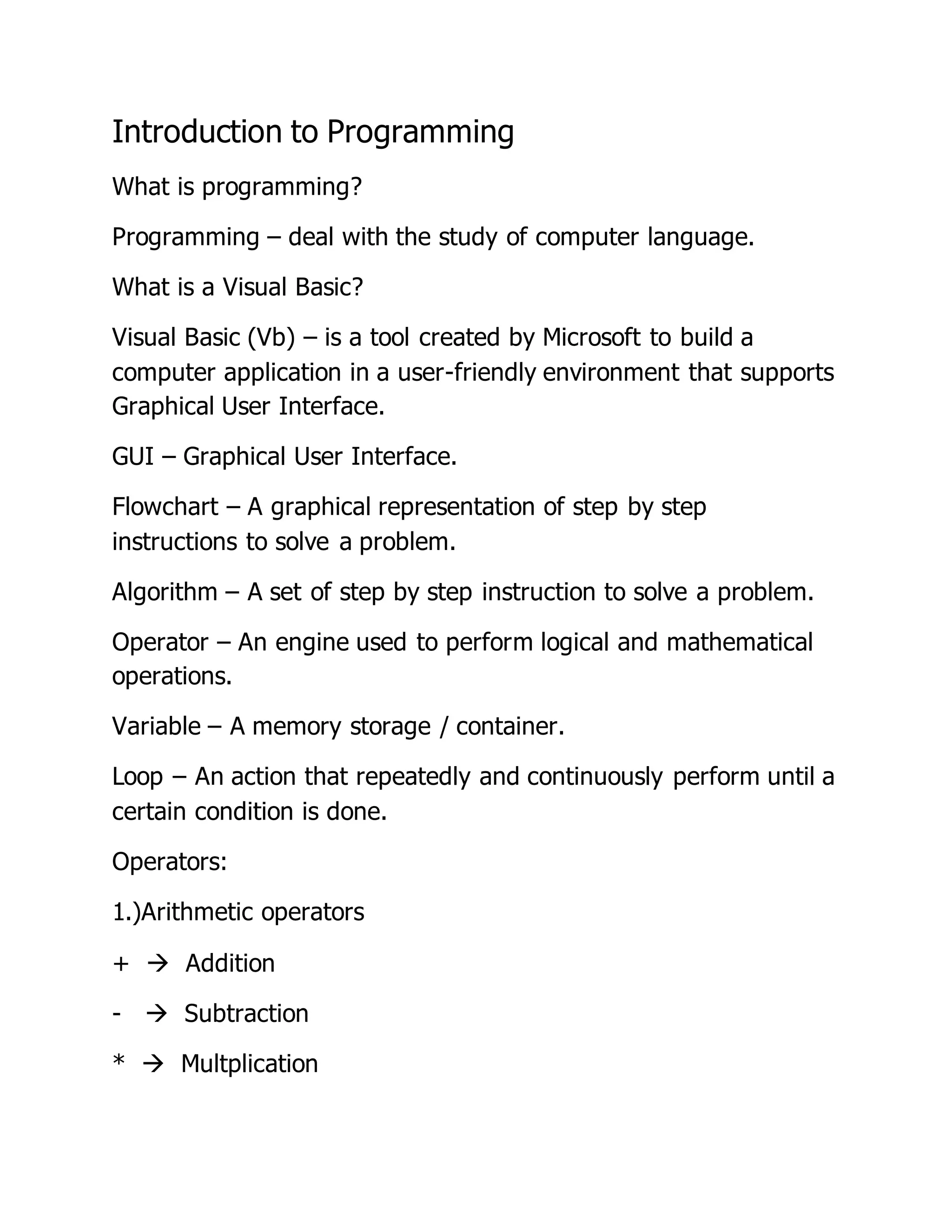 Introduction to programming | PDF