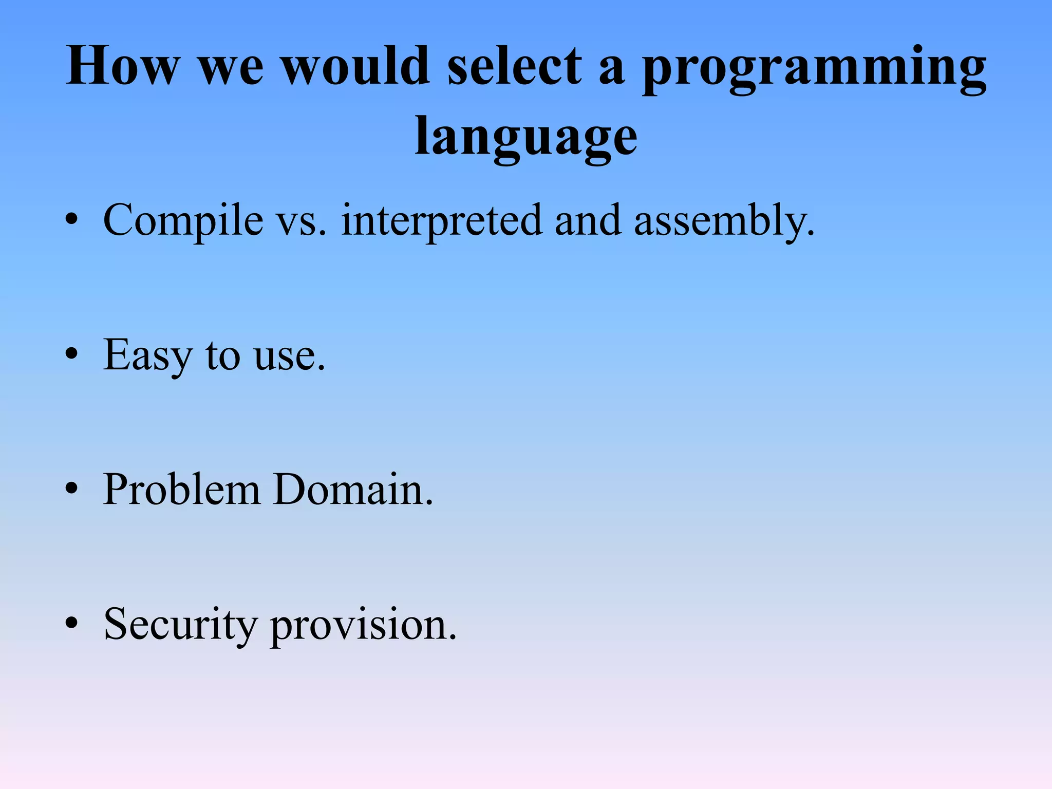 Introduction to programming languages | PPT image.