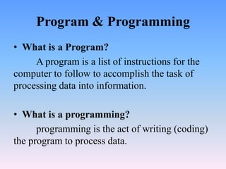 Introduction to programming languages | PPT