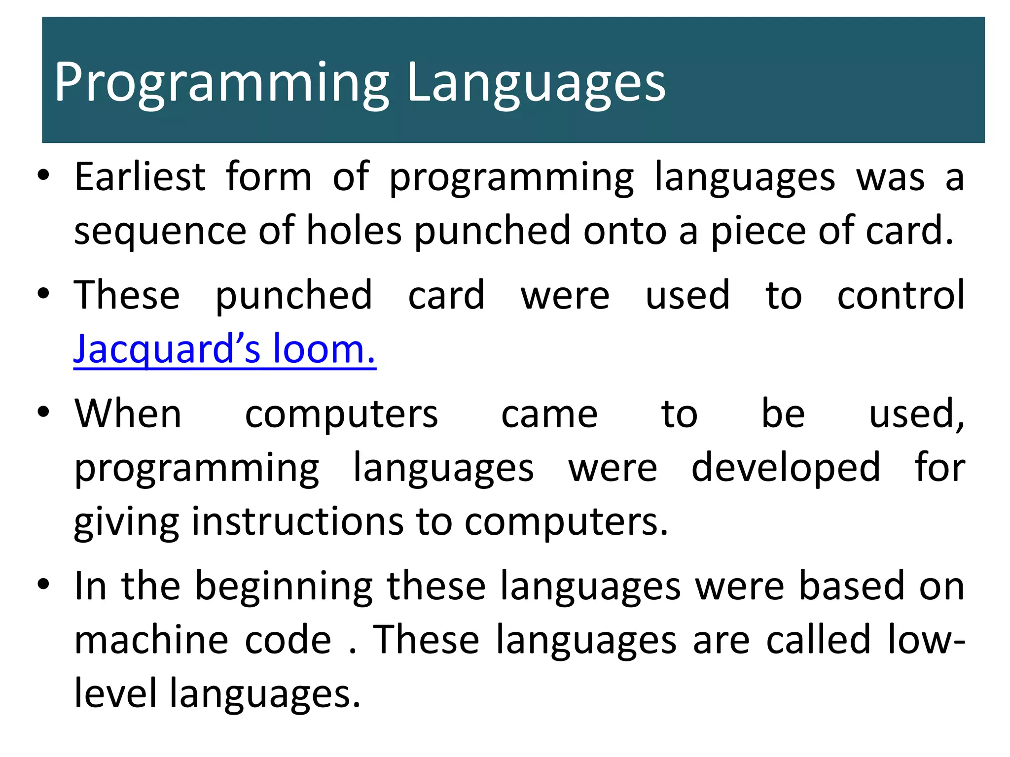 Introduction to programming languages | PPT