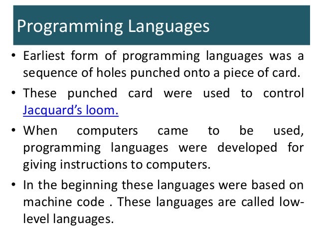 Introduction to programming languages