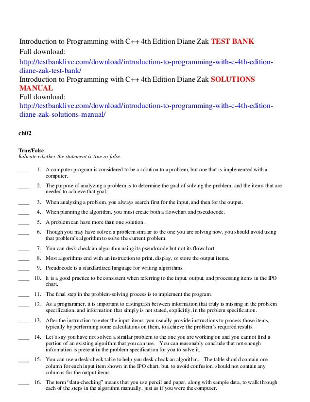 Introduction To Programming With C 4th Edition Diane Zak - 