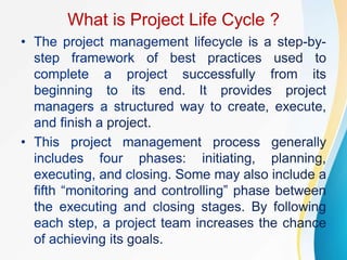What is Project Life Cycle ?
 