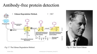 06-04-2022 Introduction to Proteomics_Shryli K S 11
• Edman Degradation Method. • 1967
Fig 17: The Edman Degradation Method. Fig 18: Pehr Victor Edman
Antibody-free protein detection
 