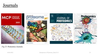 Journals
06-04-2022 Introduction to Proteomics_Shryli K S 18
Fig 25: Proteomics Journals.
 