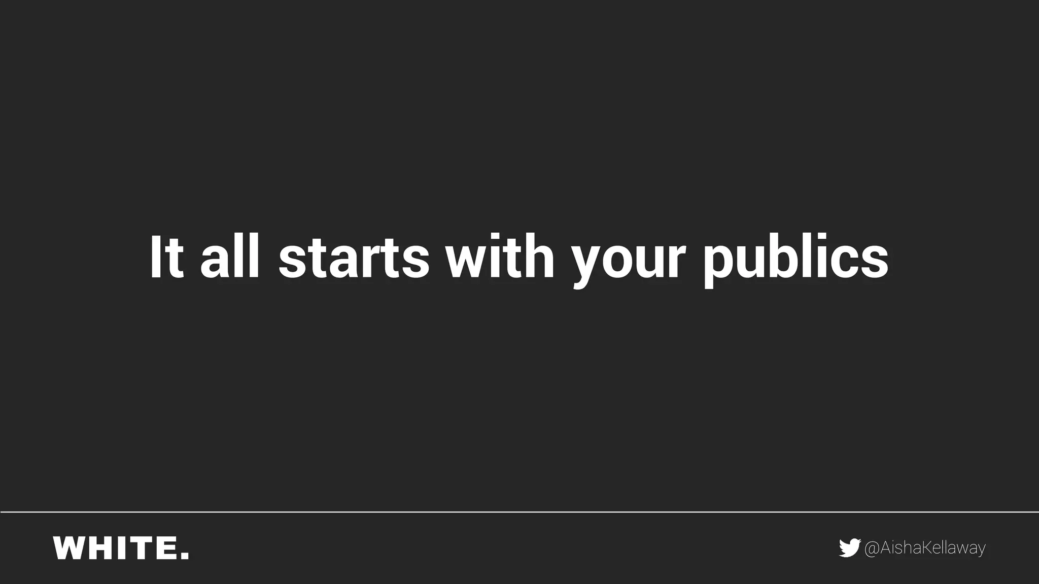 @AishaKellaway
It all starts with your publics
 