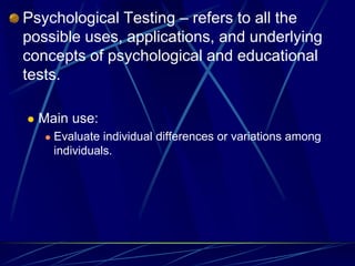 Introduction to psychological testing | PPTX