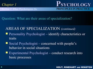 Curated visual reference: Identify An Area Of Specialization Reference: Introduction To Psychology