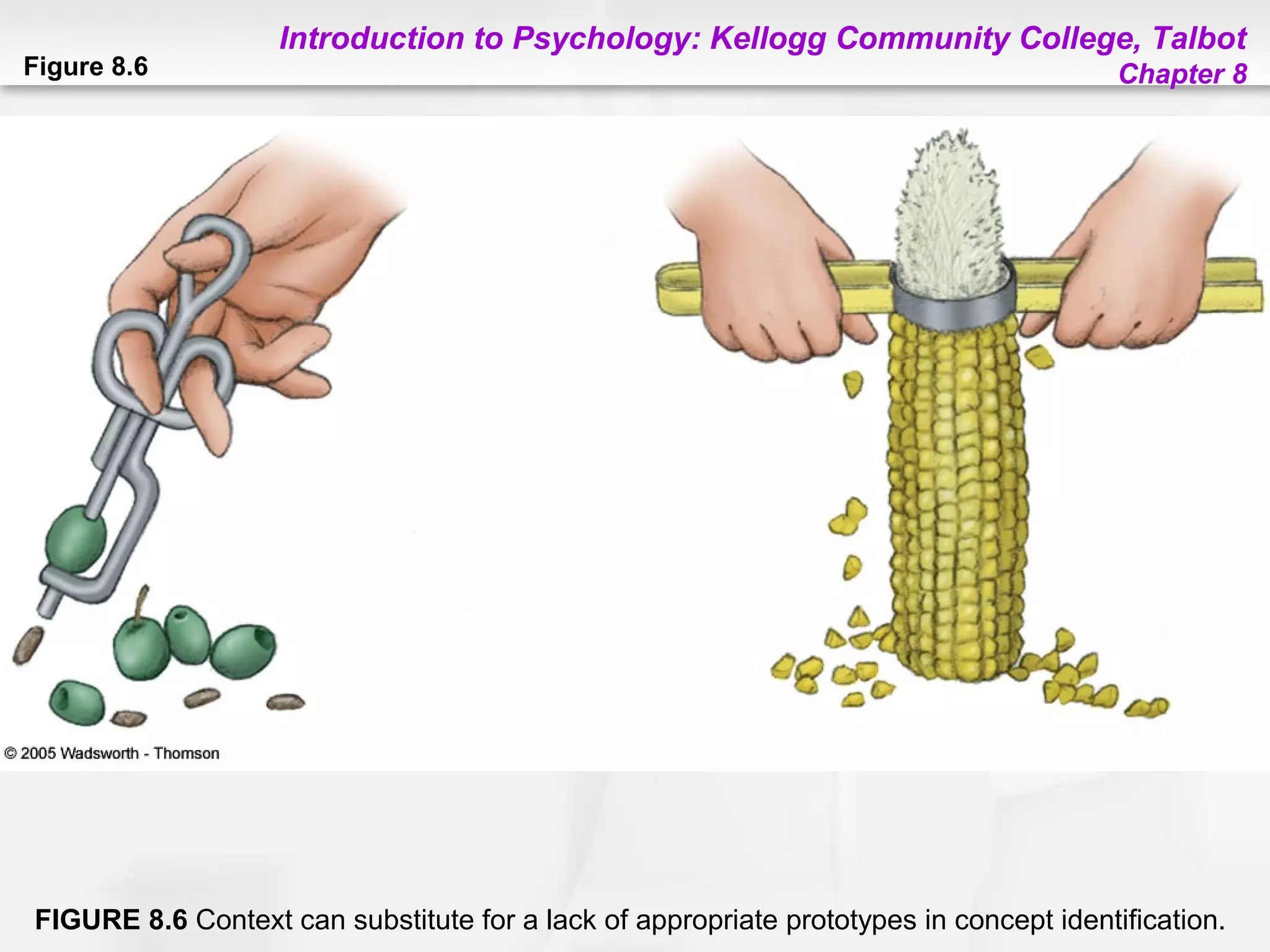 Introduction to Psychology: Kellogg Community College, Talbot
Chapter 8Figure 8.6
FIGURE 8.6 Context can substitute for a lack of appropriate prototypes in concept identification.
 