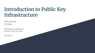 Introduction to Public Key
Infrastructure
Theo Gravity
Viv Labs
Reviewed and Edited by
Adonis Fung, Viv Labs
Feb, 2019
 
