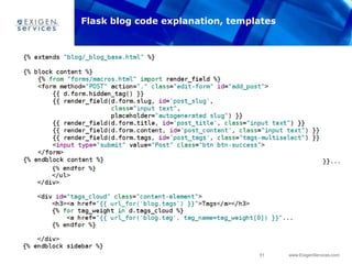 51 www.ExigenServices.com
Flask blog code explanation, templates
 