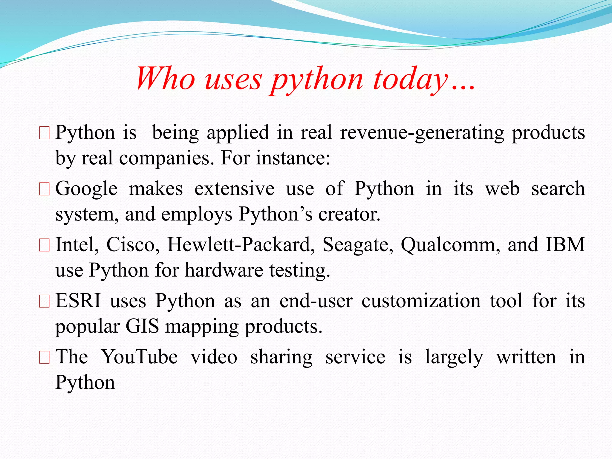 Introduction to python for Beginners | PPT