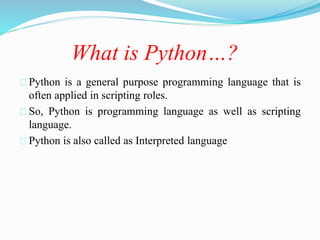 Introduction to python for Beginners | PPT