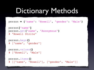 Dictionary Methods
 