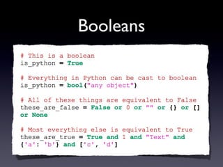 Booleans
 