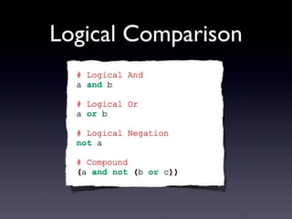 Logical Comparison
 