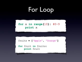 For Loop
 