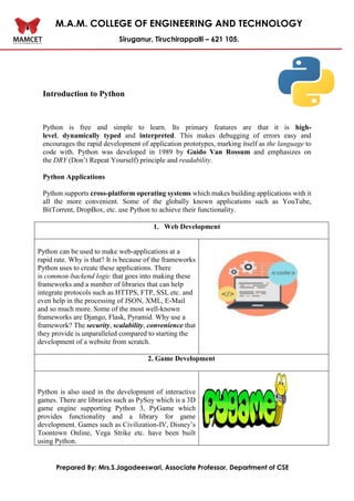 Introduction to python | PDF