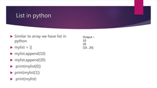 Introduction to python | PPT