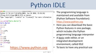 Introduction to python | PPT | Free Download