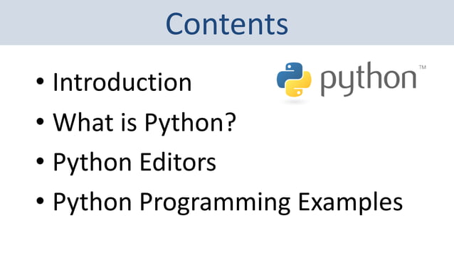Introduction to python | PPT