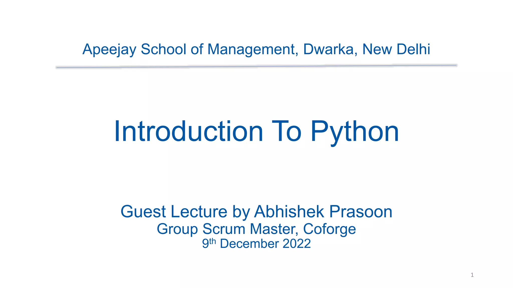 Introduction To Python | PPTX | Programming Languages | Computing