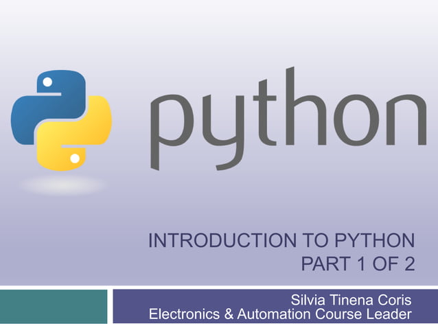 Introduction to Python (part 1/2) | PPT