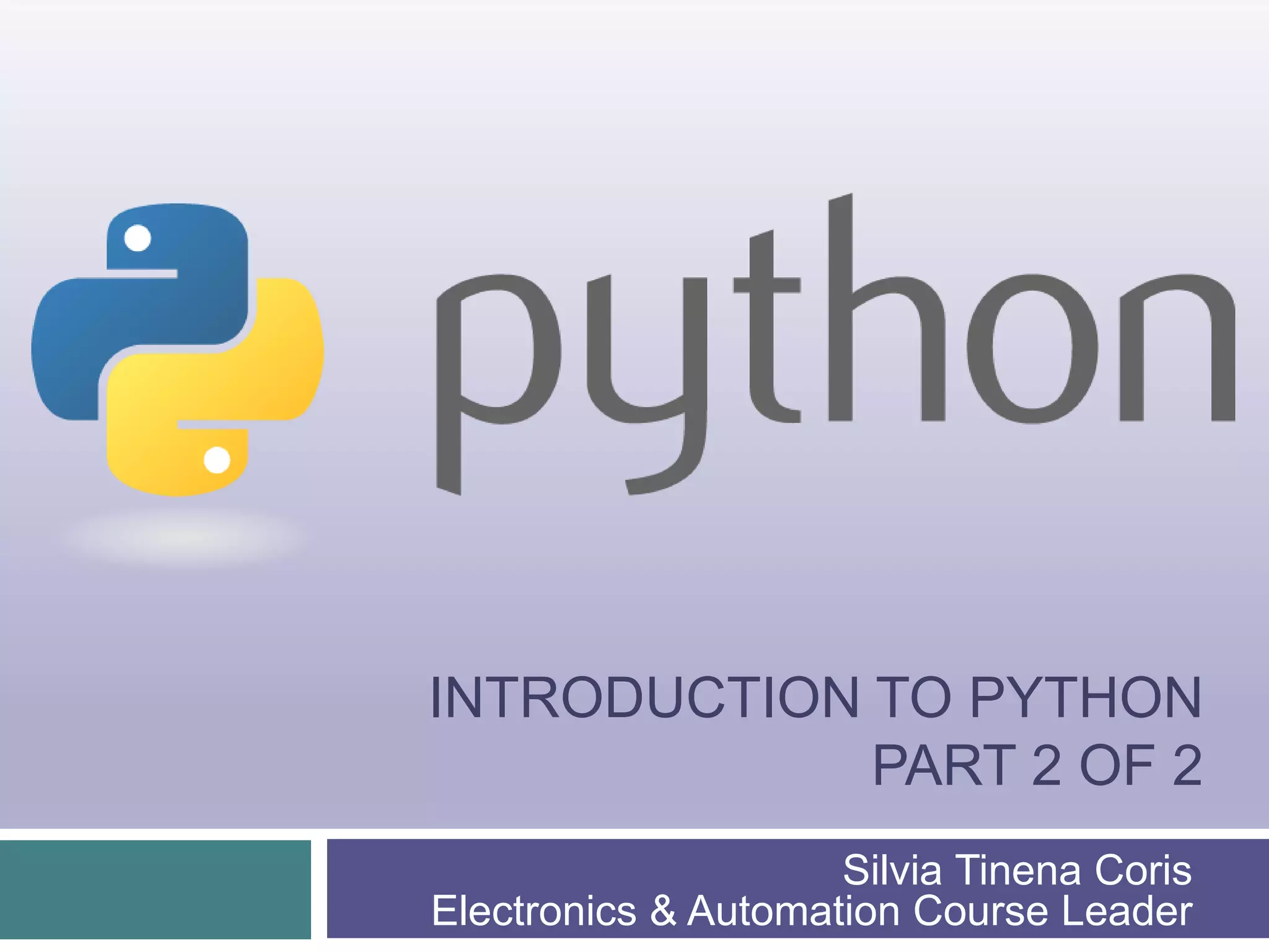 Introduction to Python 2 (part 2/2) | PDF | Programming Languages ...