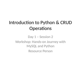 Introduction to python and its applications | PPTX