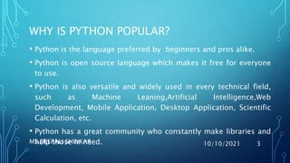 Introduction to python | PPTX