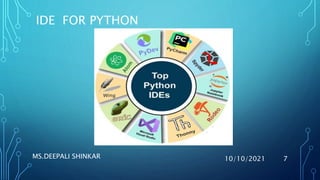 python programming introduction and python running ide... Introduction to python | PPTX