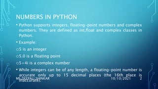 Numbers and math module | PPT