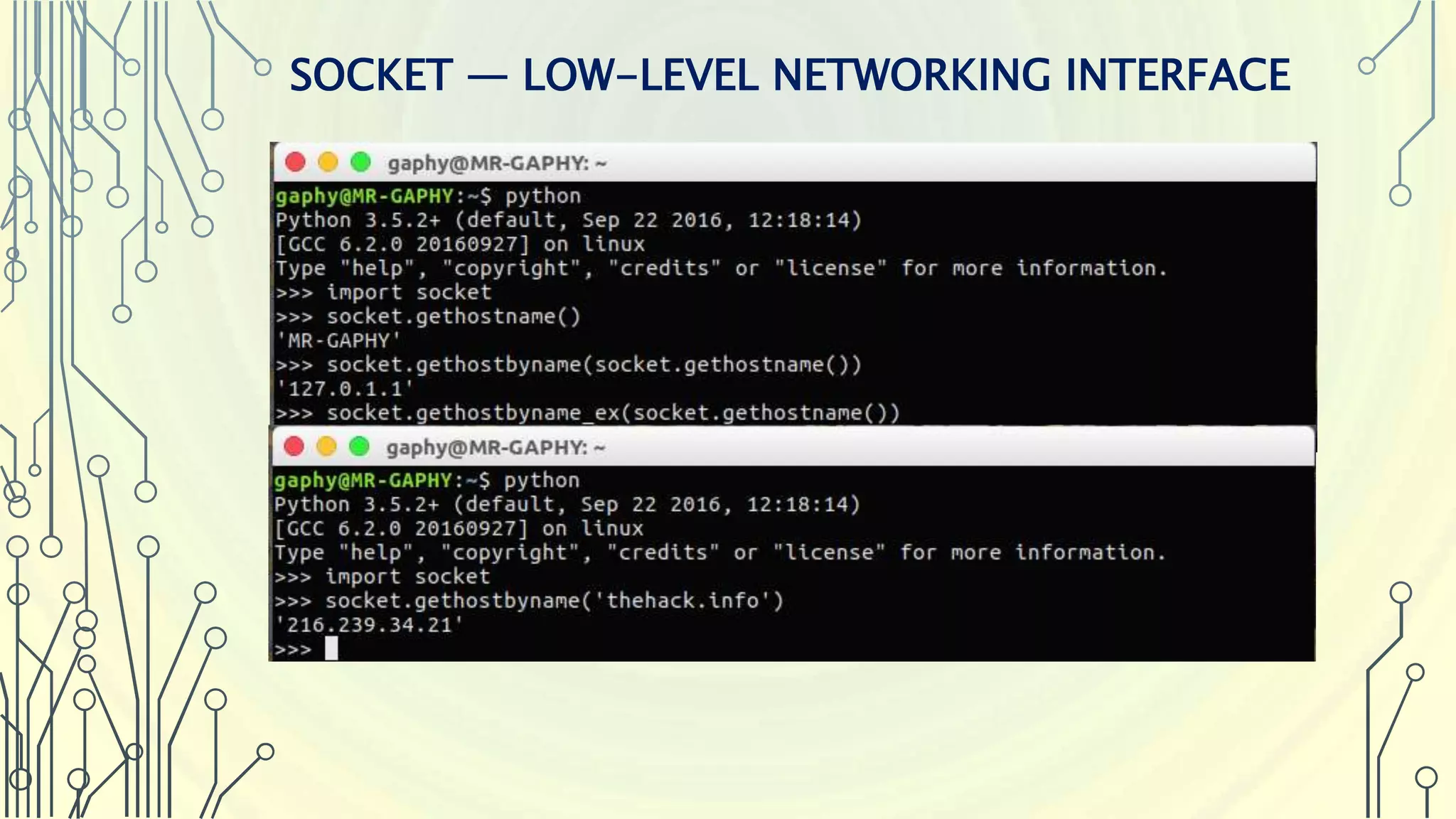SOCKET — LOW-LEVEL NETWORKING INTERFACE 