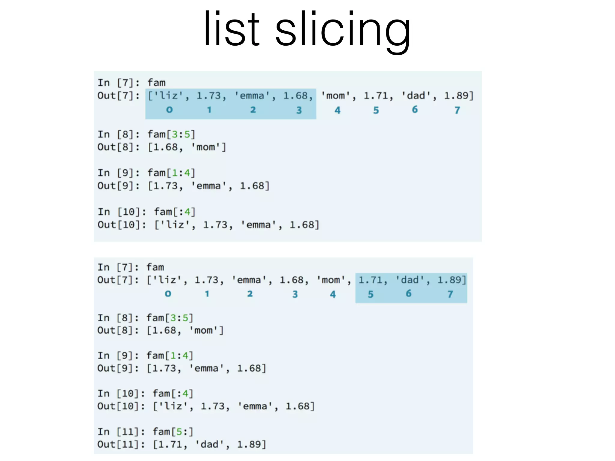 list slicing