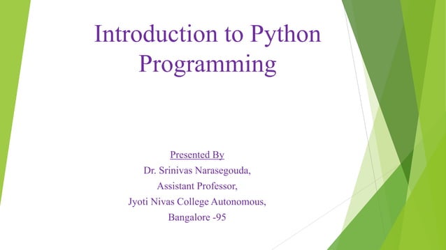 Introduction to python programming | PPT